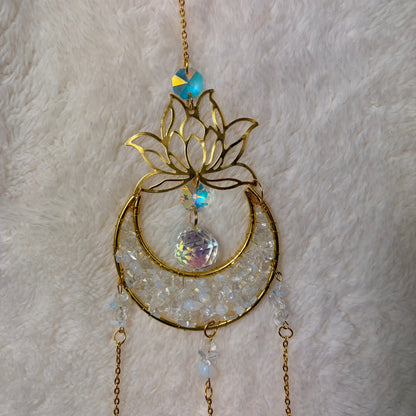 Crystal Suncatchers - Lotus flower Crescent Moon