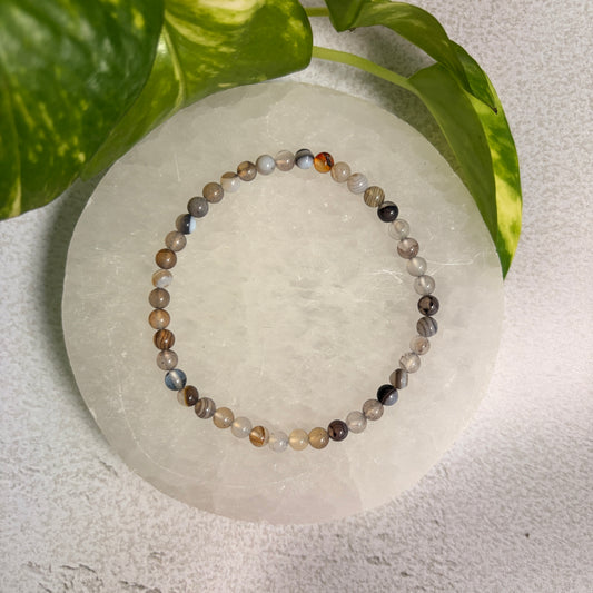 Botswana Agate Bead Bracelet 4mm