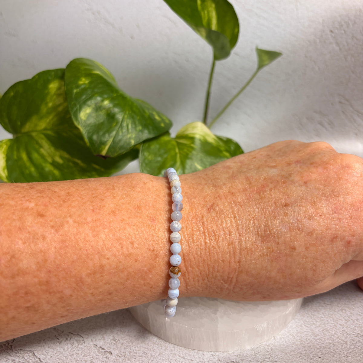 4mm Blue Lace Agate Bead Bracelet