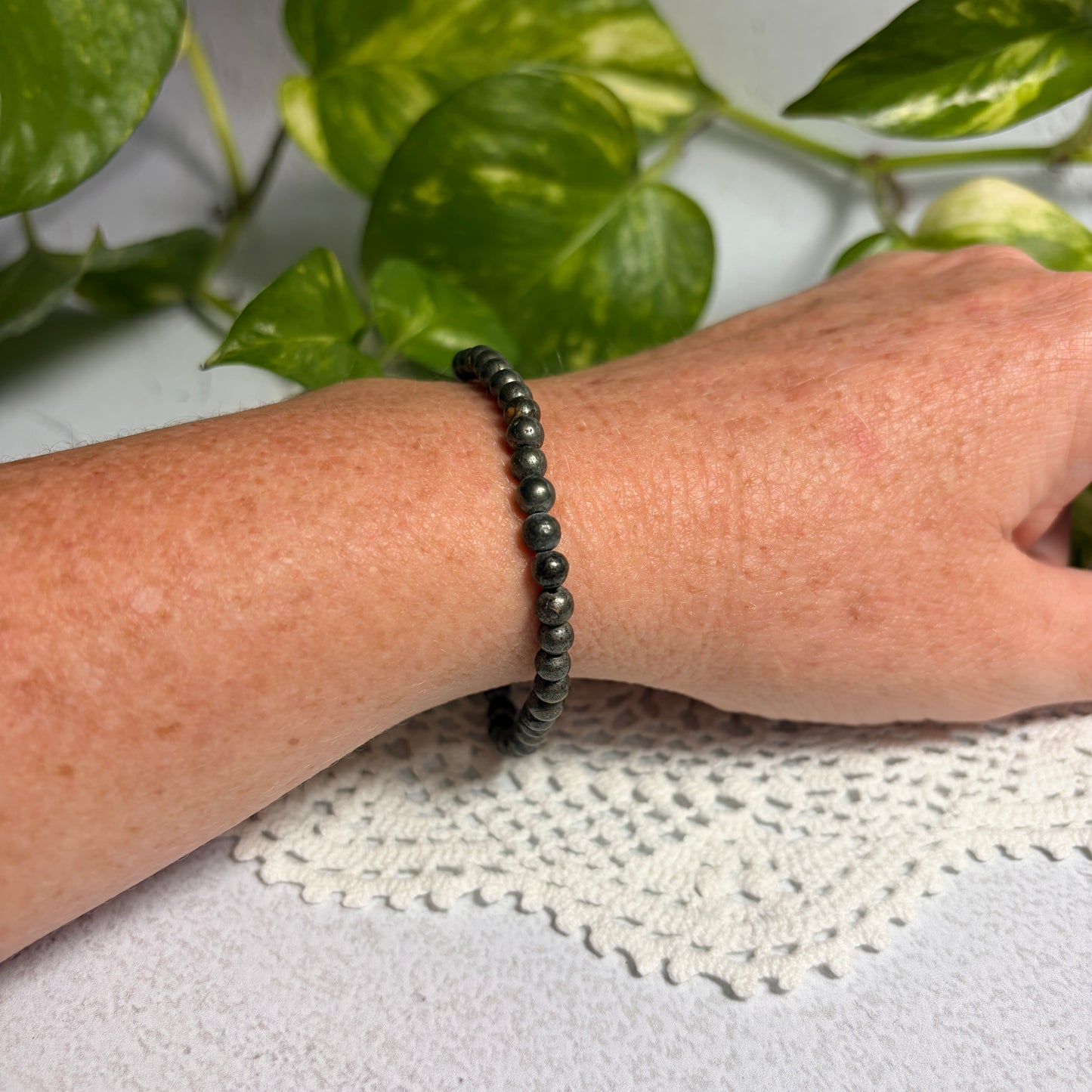 Pyrite Beaded Bracelet 4mm