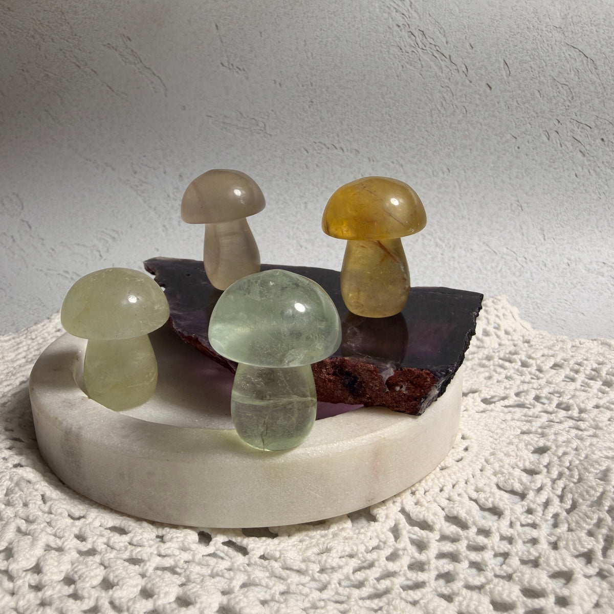 Fluorite Mushroom Carvings
