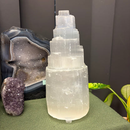 Selenite Tower Lamp -20cm