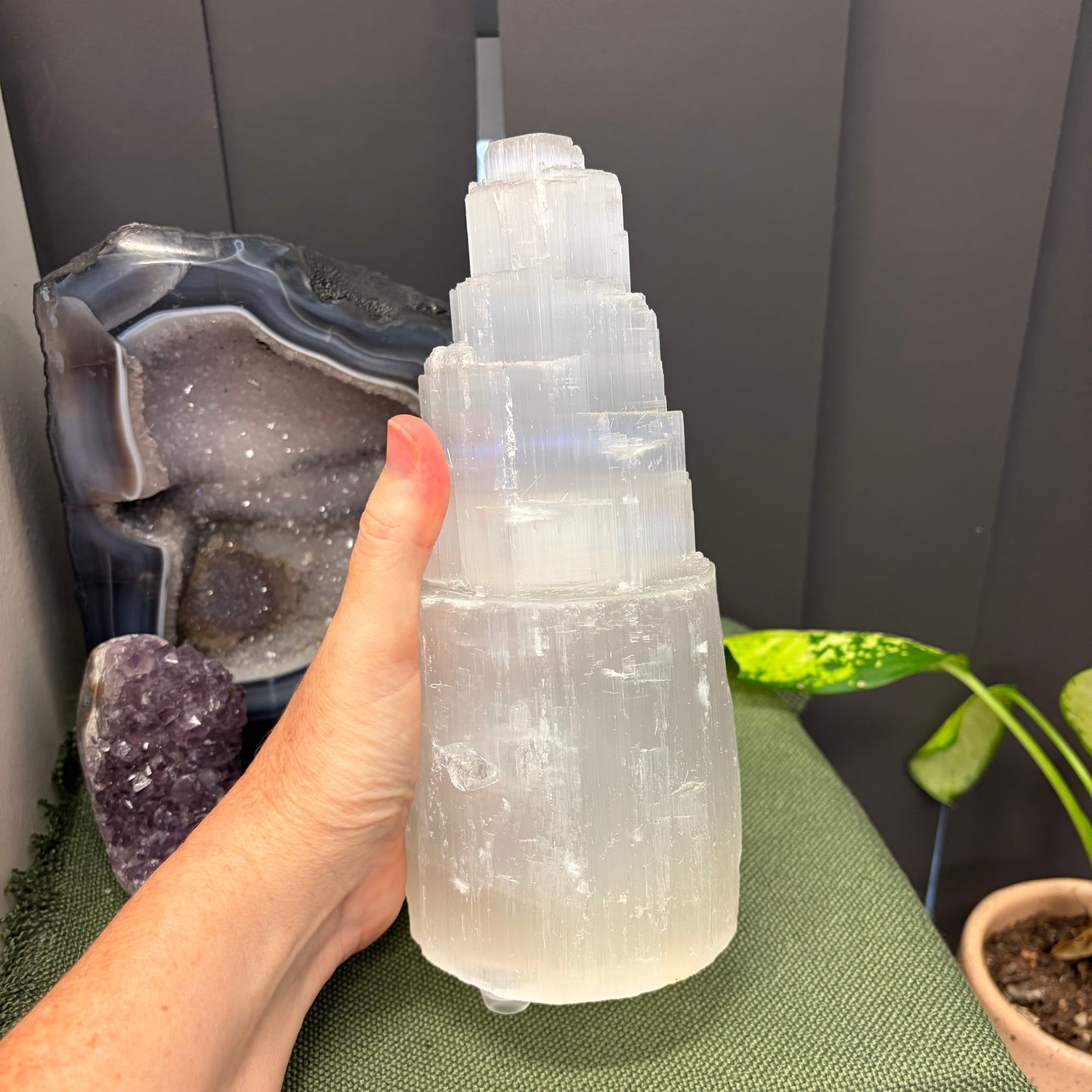 Selenite Tower Lamp -20cm