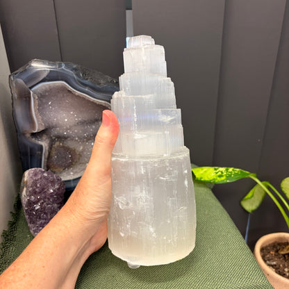 Selenite Tower Lamp -20cm
