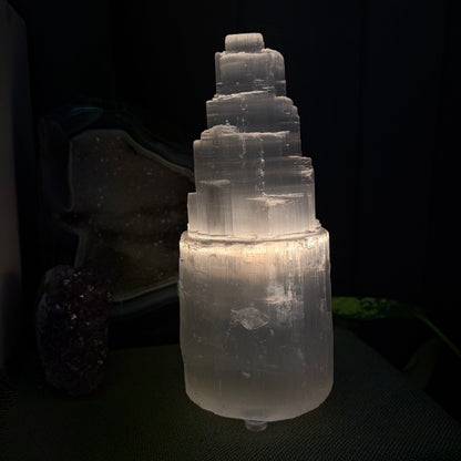 Selenite Tower Lamp -20cm