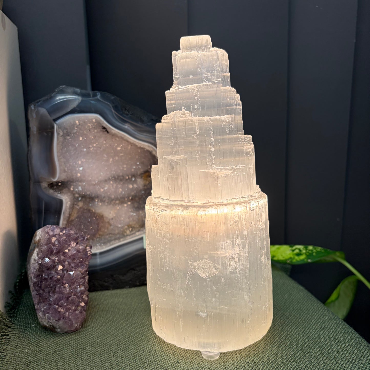 Selenite Tower Lamp -20cm