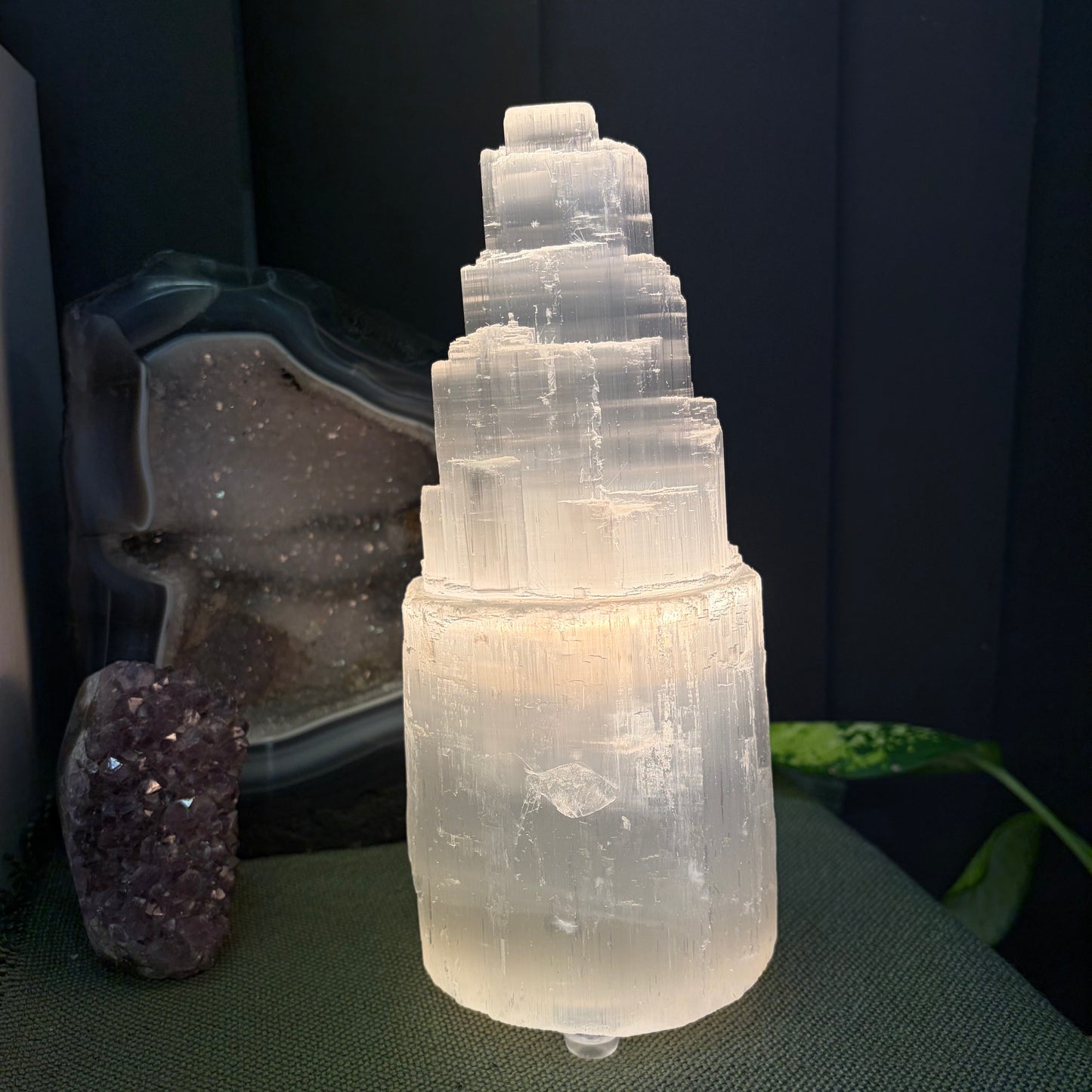 Selenite Tower Lamp -20cm