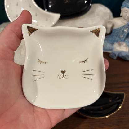 Cat and moon trinket dishes
