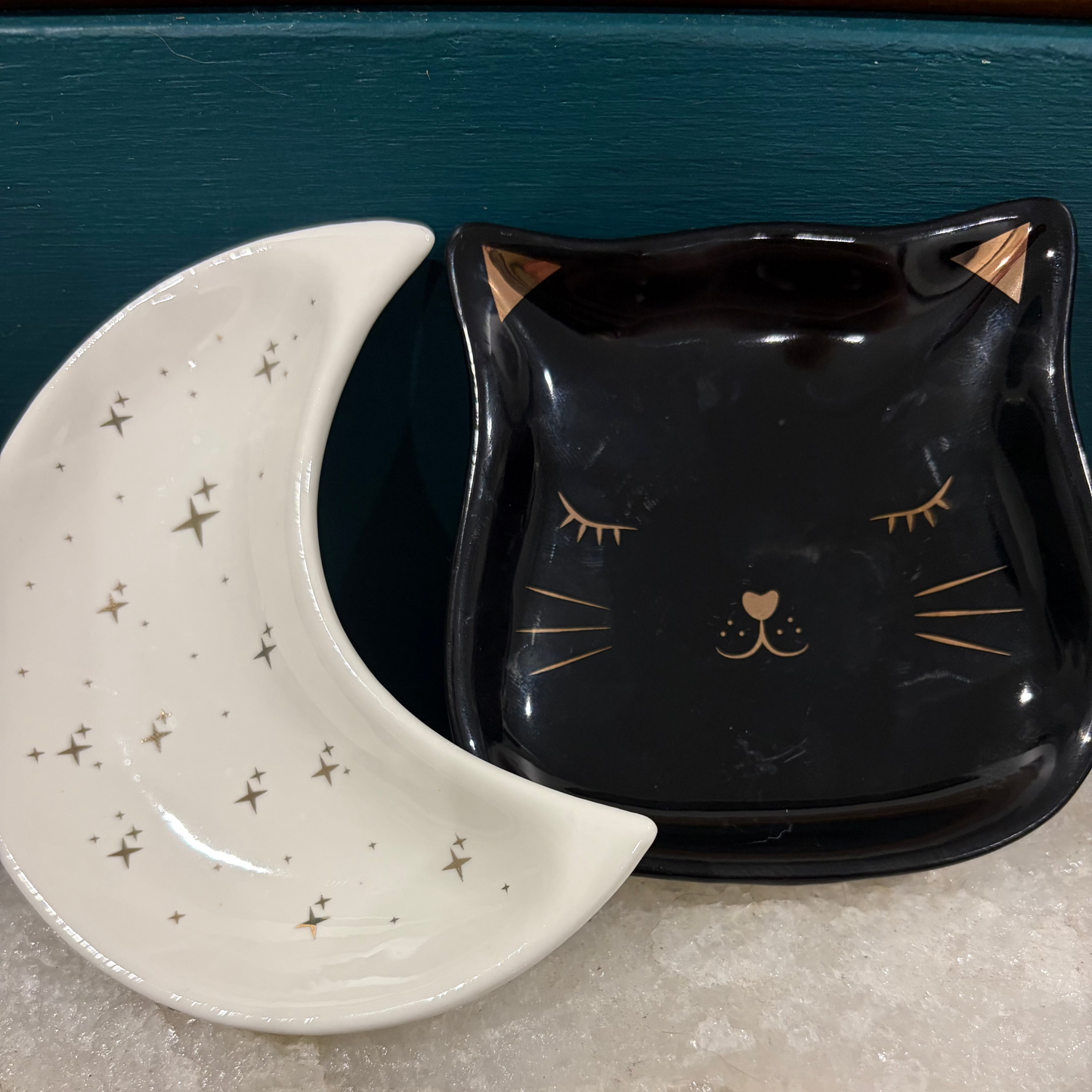 Cat and moon trinket dishes