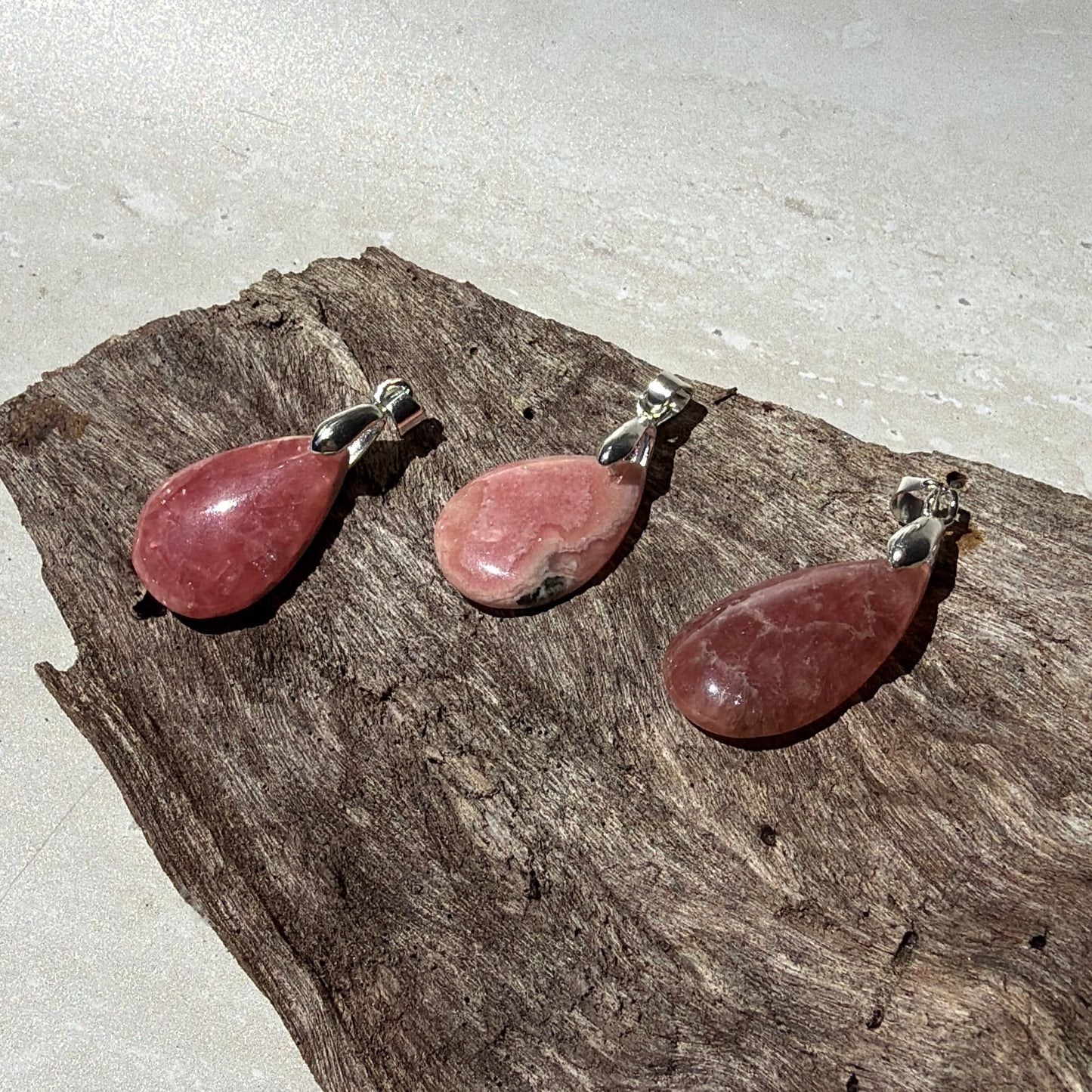 Rhodochrosite Teardrop Pendants