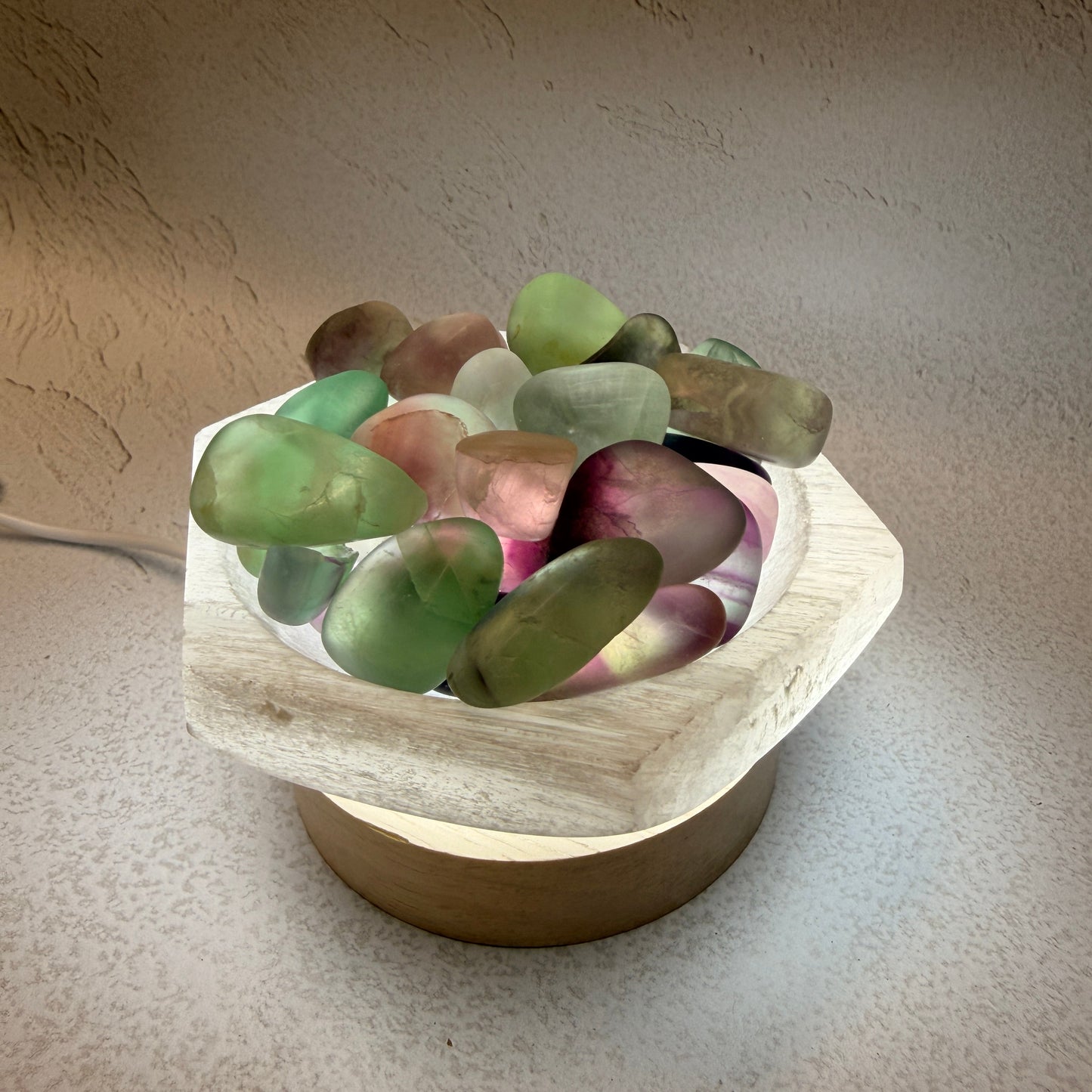Fluorite tumble fire bowl