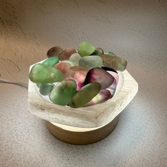 Fluorite tumble fire bowl