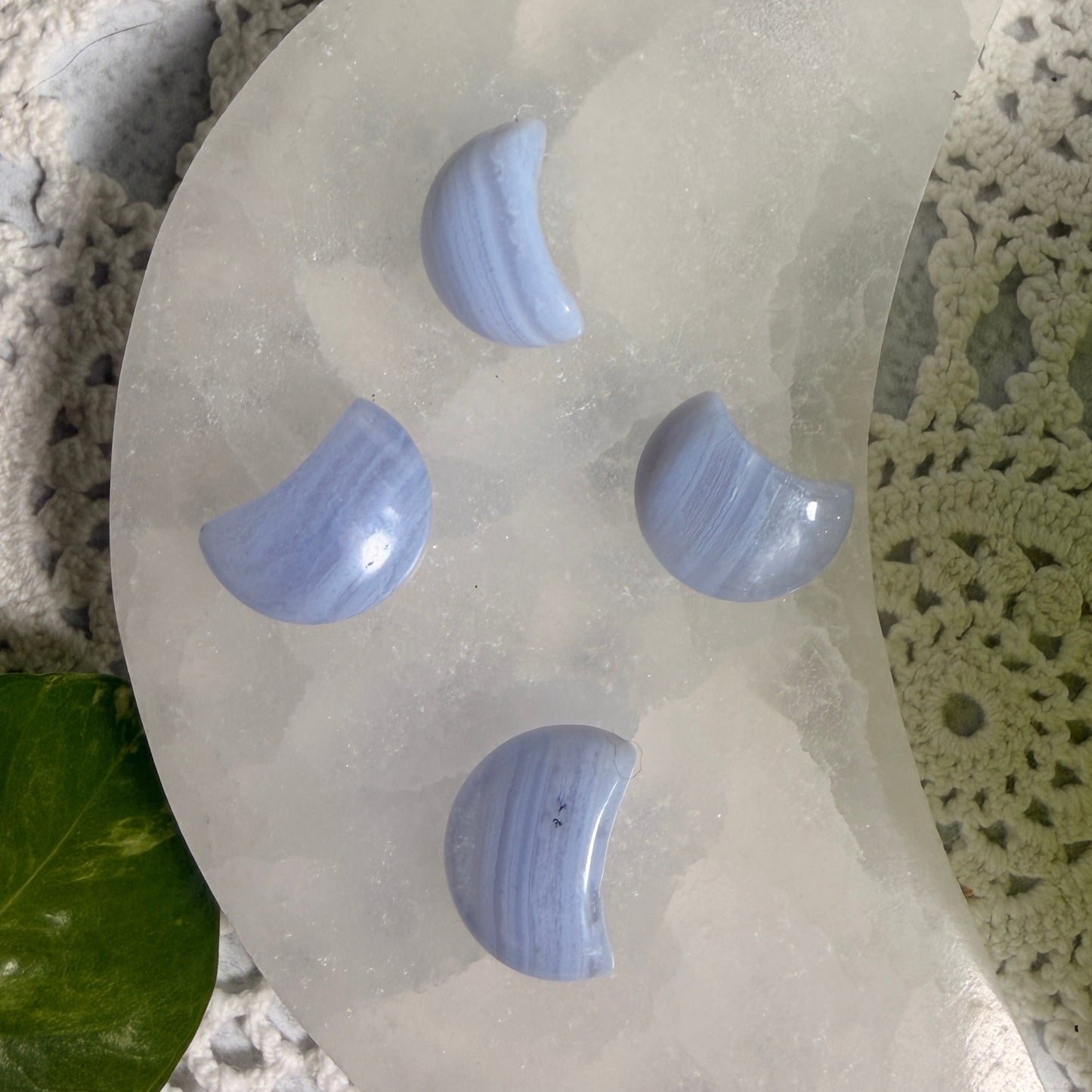 Blue Lace Agate Tiny Moon