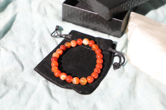 Carnelian Bead Bracelet 8 mm