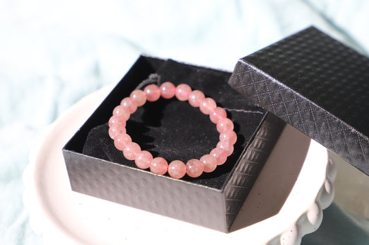 Strawberry Quartz bead bracelet 8mm