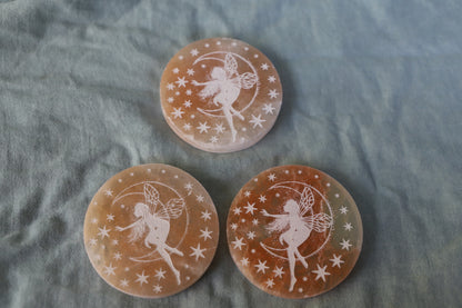 Peach Selenite fairy plate