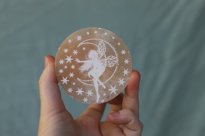 Peach Selenite fairy plate