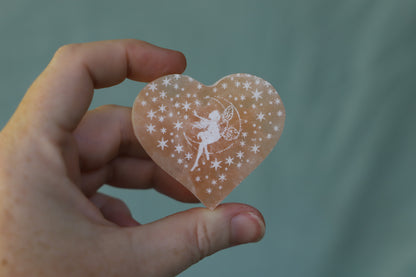 Peach Selenite heart