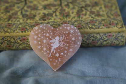 Peach Selenite heart