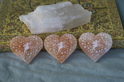 Peach Selenite heart