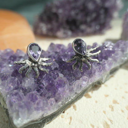 Amethyst Octopus Studs - 925