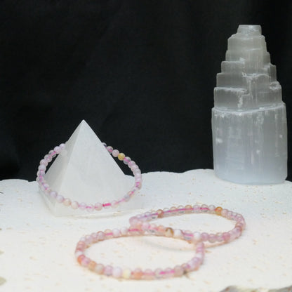 Flower Agate Bead Bracelet 4mm