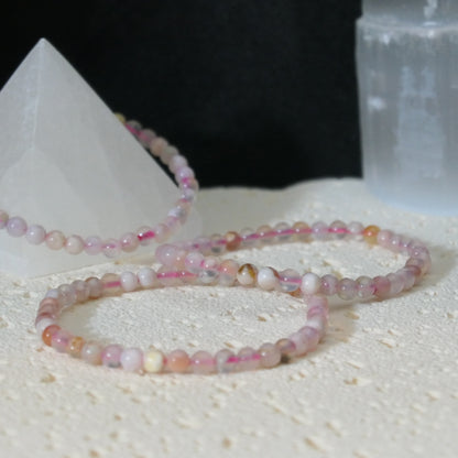 Flower Agate Bead Bracelet 4mm