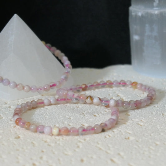 Flower Agate Bead Bracelet 4mm