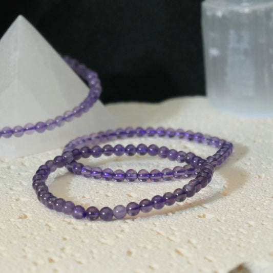 Amethyst Bead Bracelet 4mm