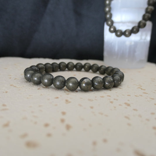 Pyrite Beaded Bracelet 8mm