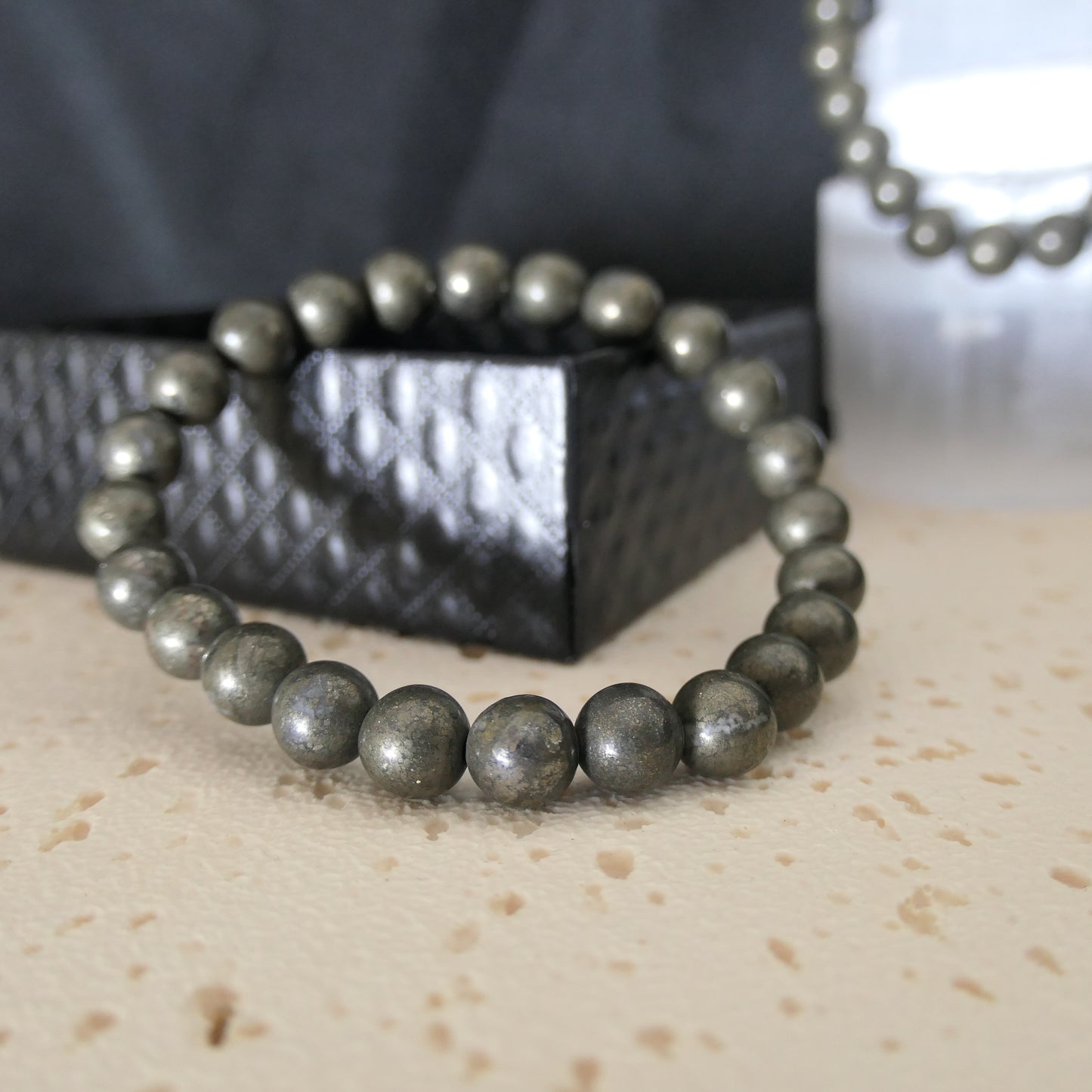 Pyrite Beaded Bracelet 8mm