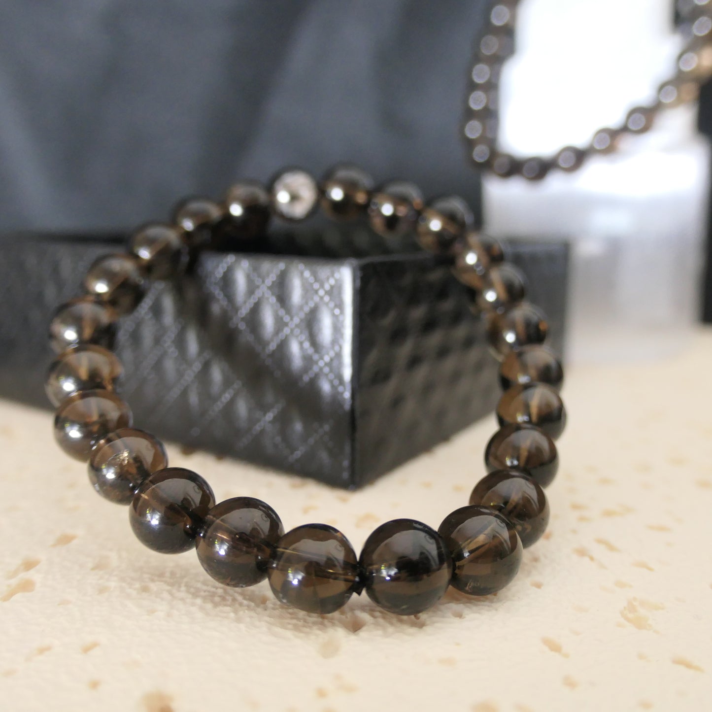 Smoky Quartz Beaded Bracelet 8mm