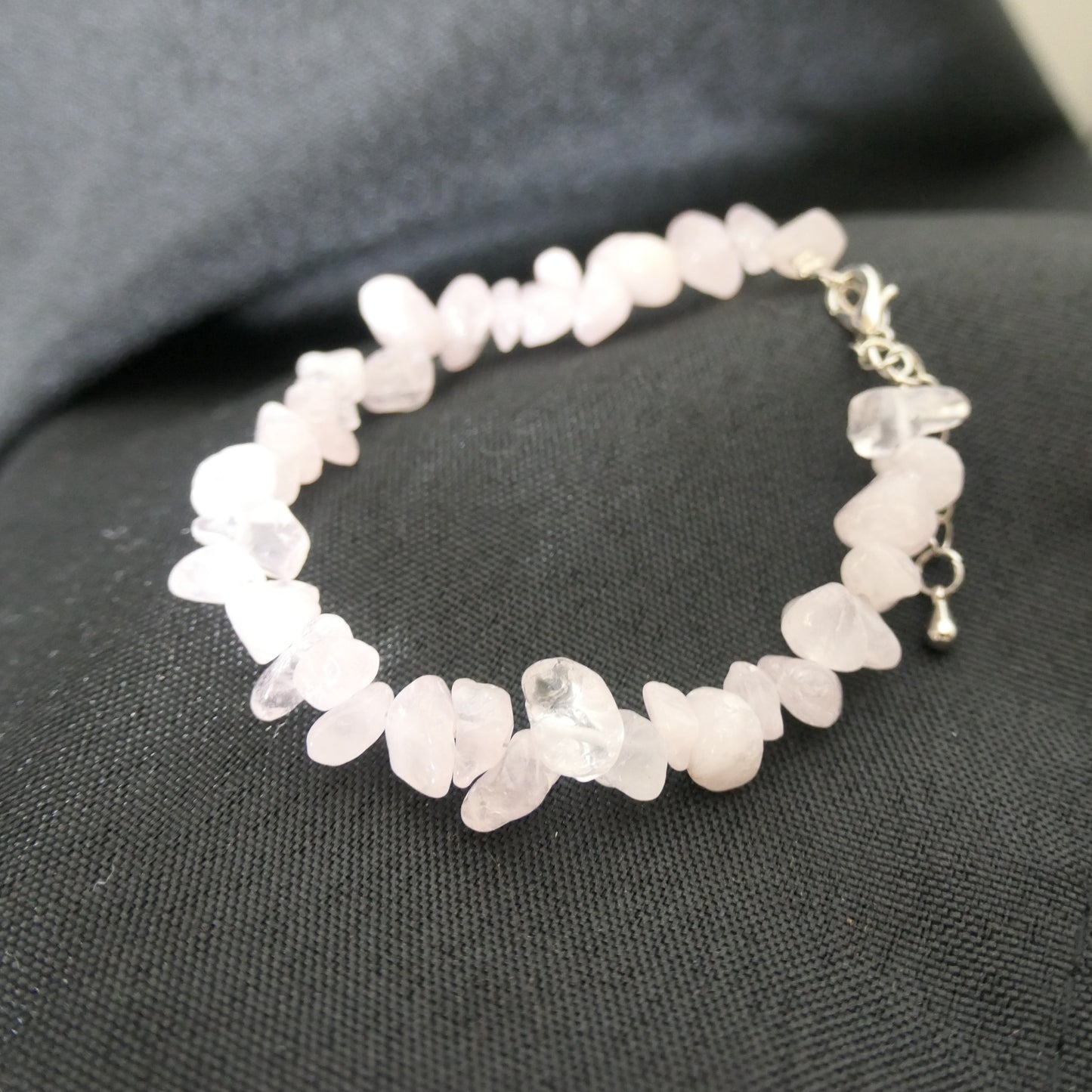Rose Quartz Chip Bracelet - Adjustable