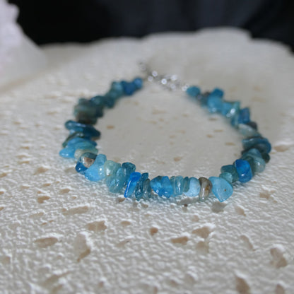 Blue Apatite Chip Bracelet - Adjustable