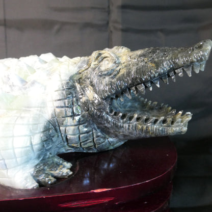 'Murry' Serpentine Crocodile Carving