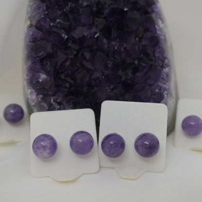 Amethyst 8mm bead studs 925