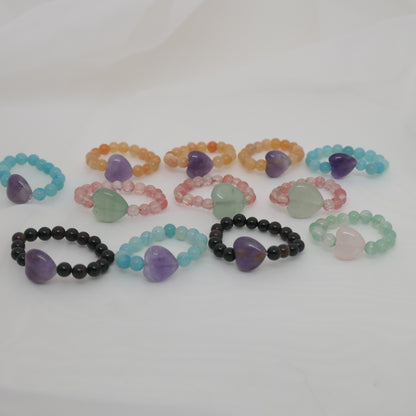 Crystal  bead rings - elastic