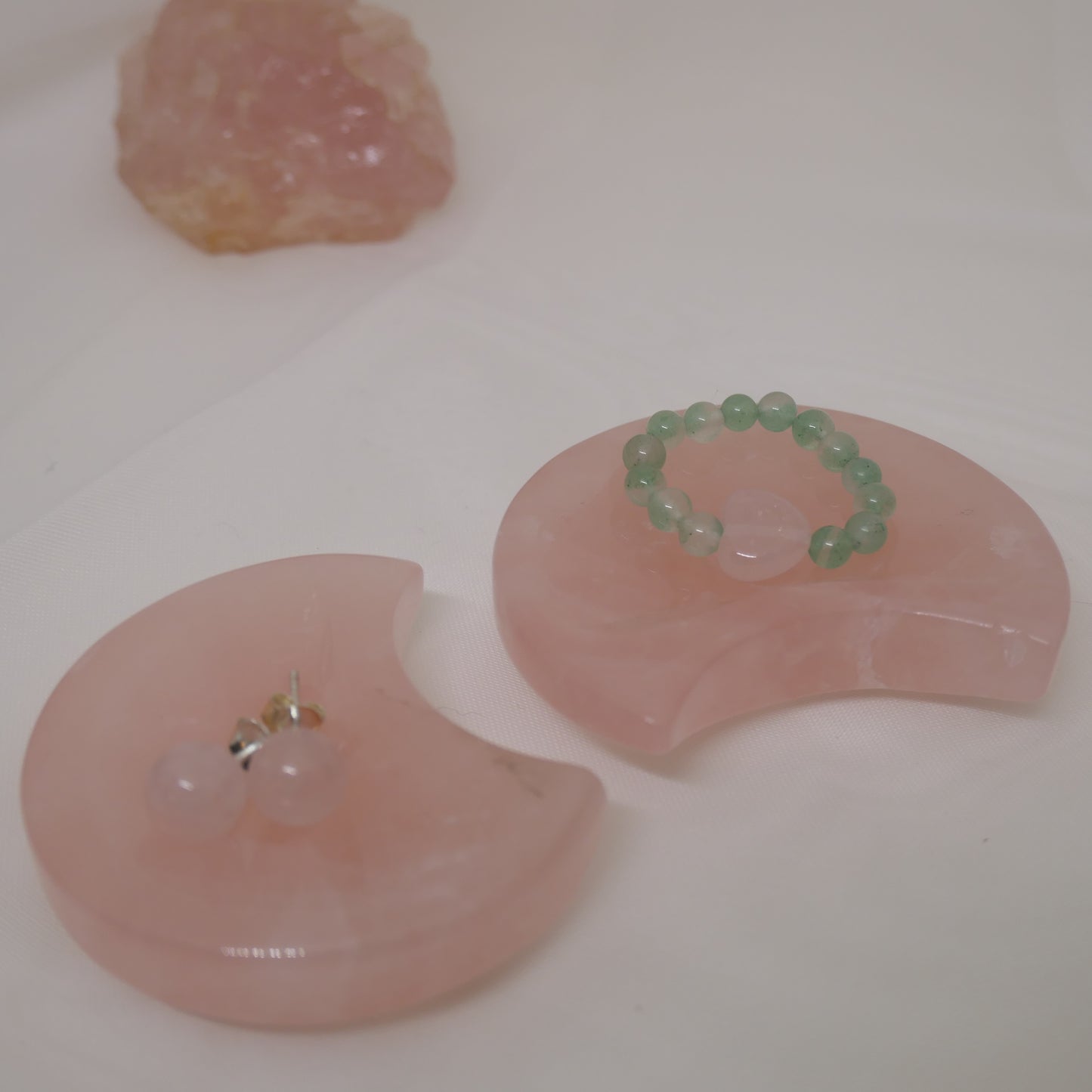 Rose quartz moon bowl