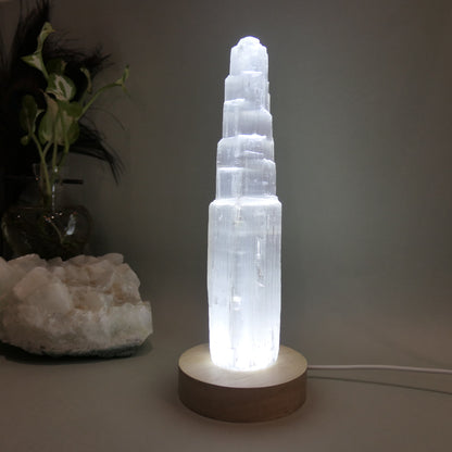 LED USB White Light Wooden Base
