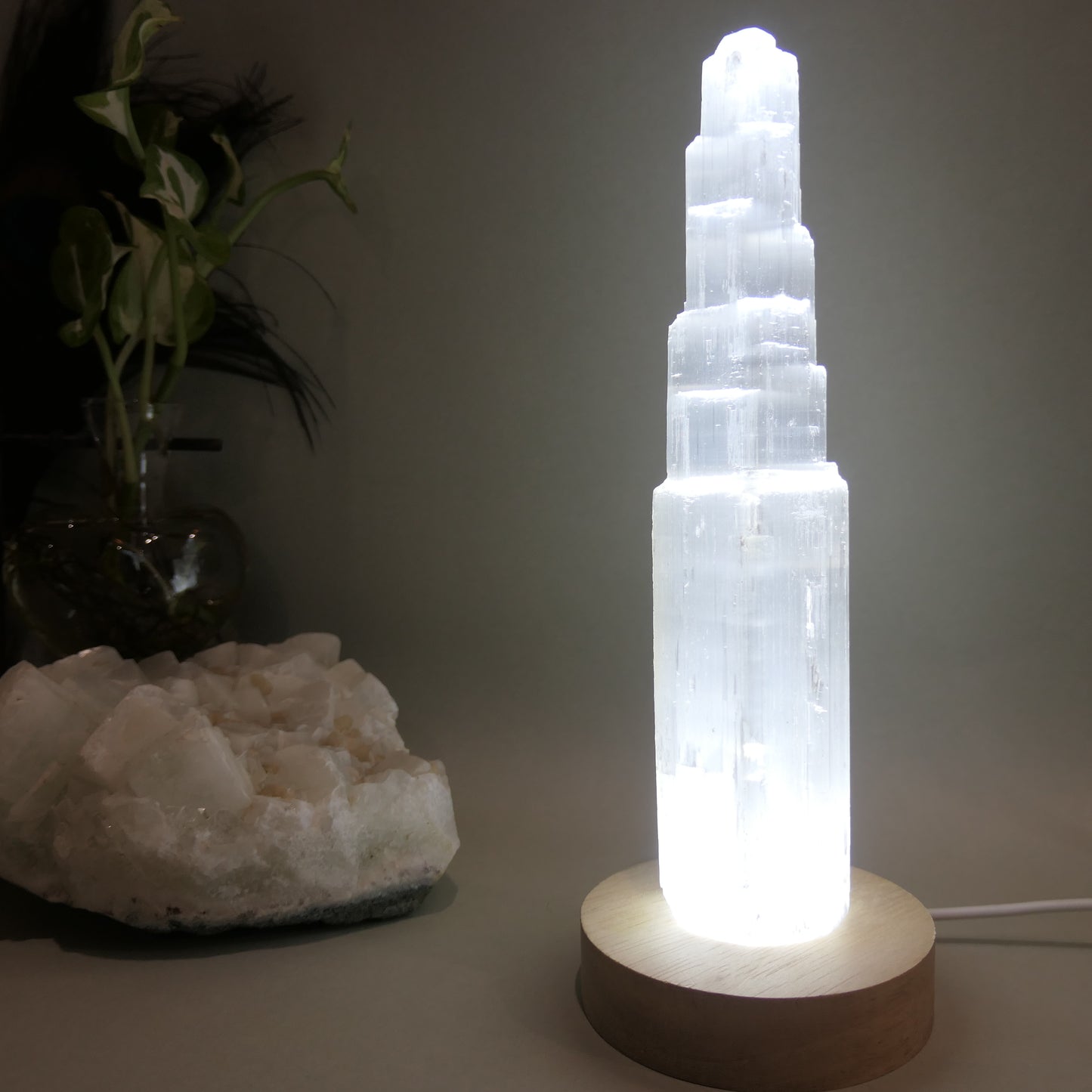 Selenite Tower lamp led light base cool white 20cm