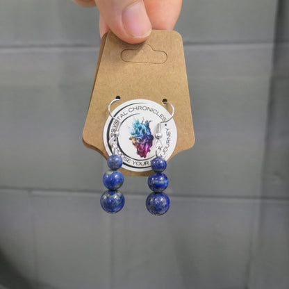 Stainless Steel Lapis Lazuli Drop Earrings