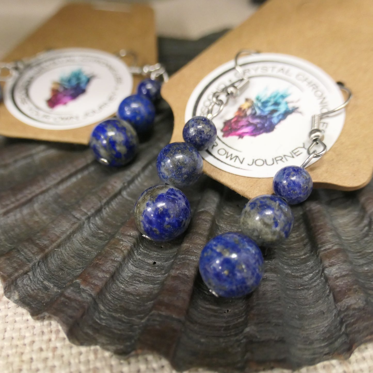 Stainless Steel Lapis Lazuli Drop Earrings