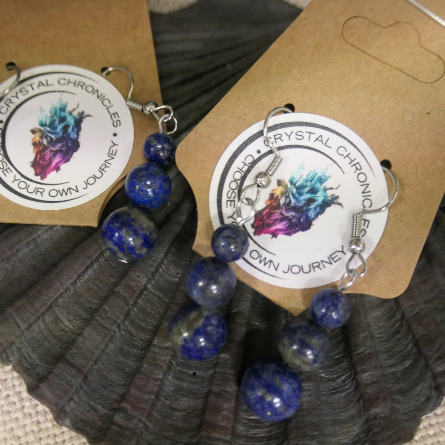 Stainless Steel Lapis Lazuli Drop Earrings