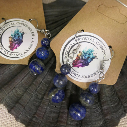 Stainless Steel Lapis Lazuli Drop Earrings