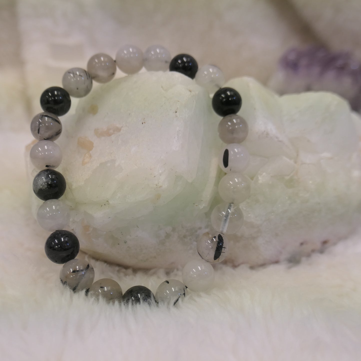 Tourmaline in Quartz Bracelet 8mm