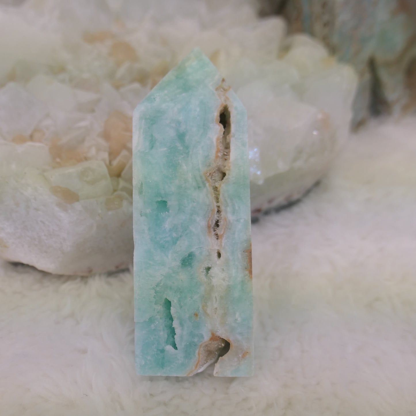 Blue Aragonite Tower - raw