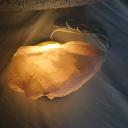 Rose Quartz Raw cut with LED light base
