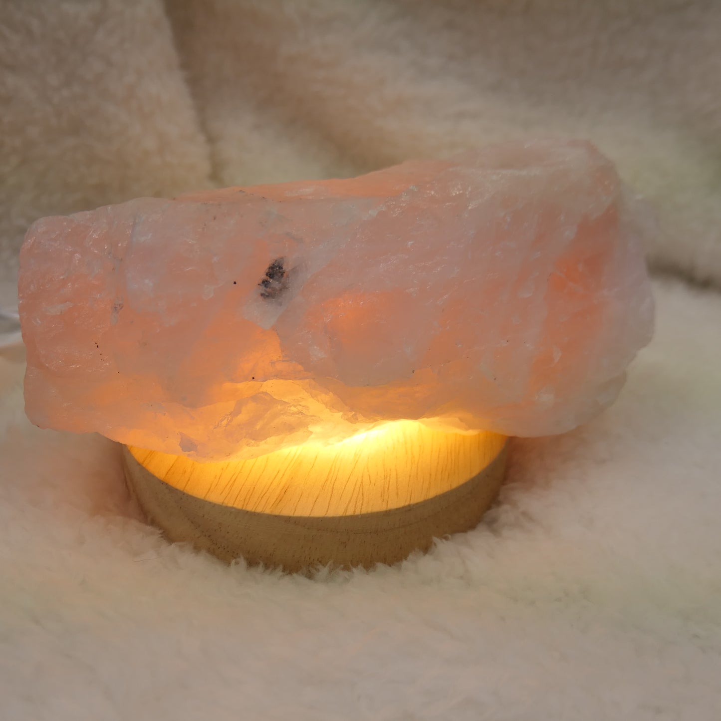 Rose Quartz Raw cut with LED light base