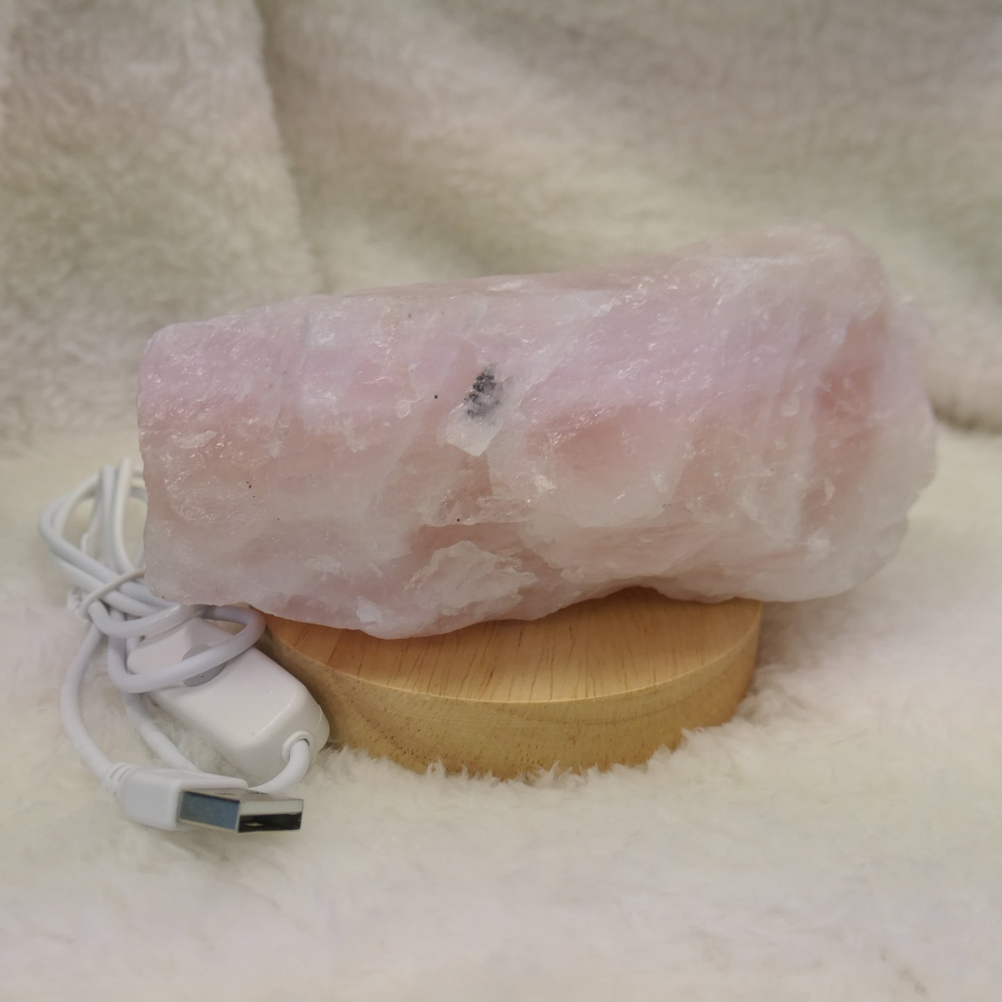 Rose Quartz Raw cut with LED light base