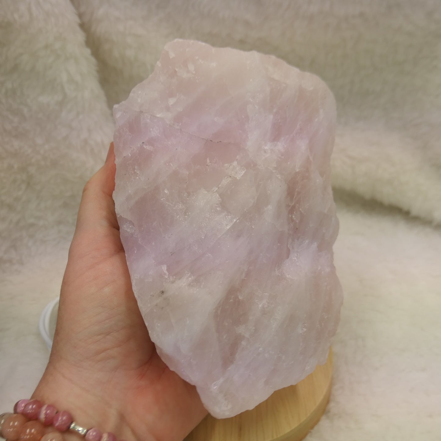 Rose Quartz Raw cut with LED light base
